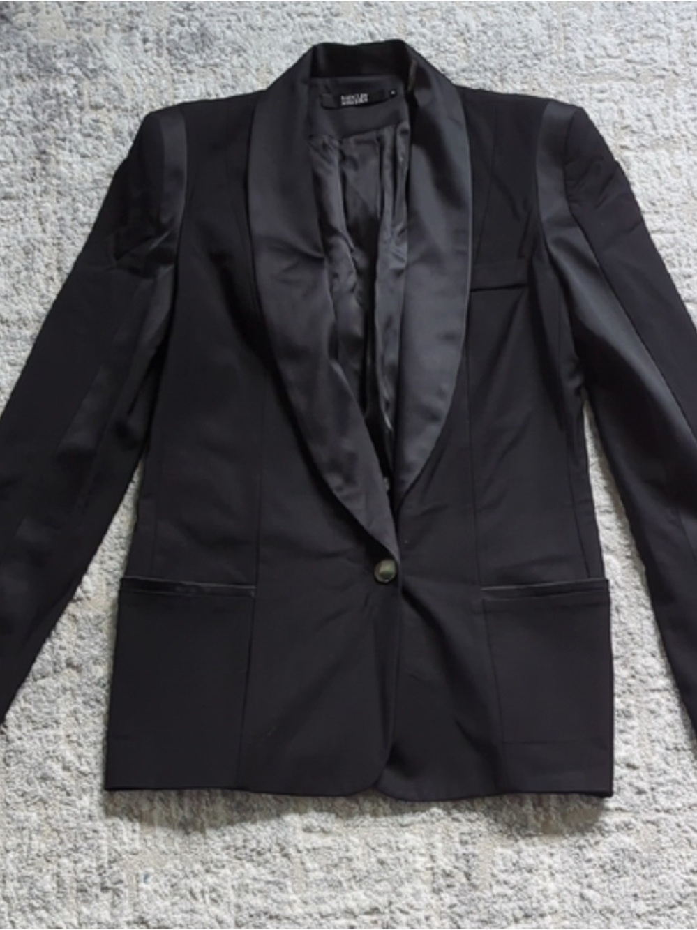 Badgley Mischka Black Satin-Trim Blazer
